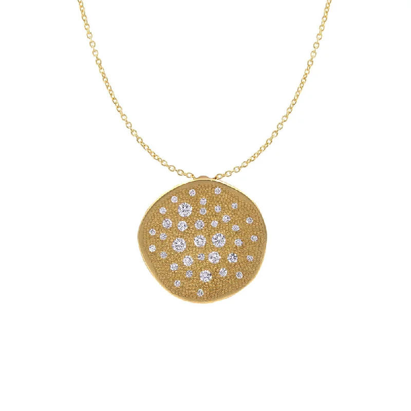 women’s romantic necklaces-8 Karat Yellow Gold Large Stardust Diamond Necklace by Ann Sportun