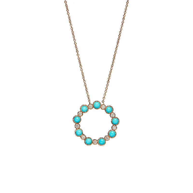 women’s diamond choker necklaces-14 Karat Rose Gold Turquoise Diamond Necklace