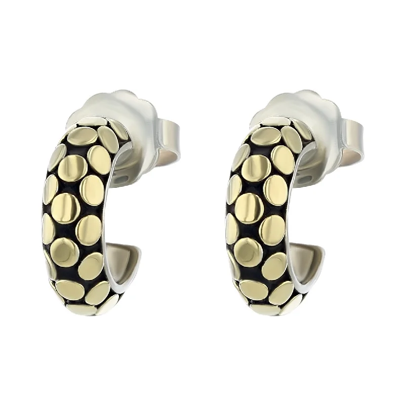 women’s bridal gold earrings-John Hardy Silver and 18K Dot Huggie Earrings