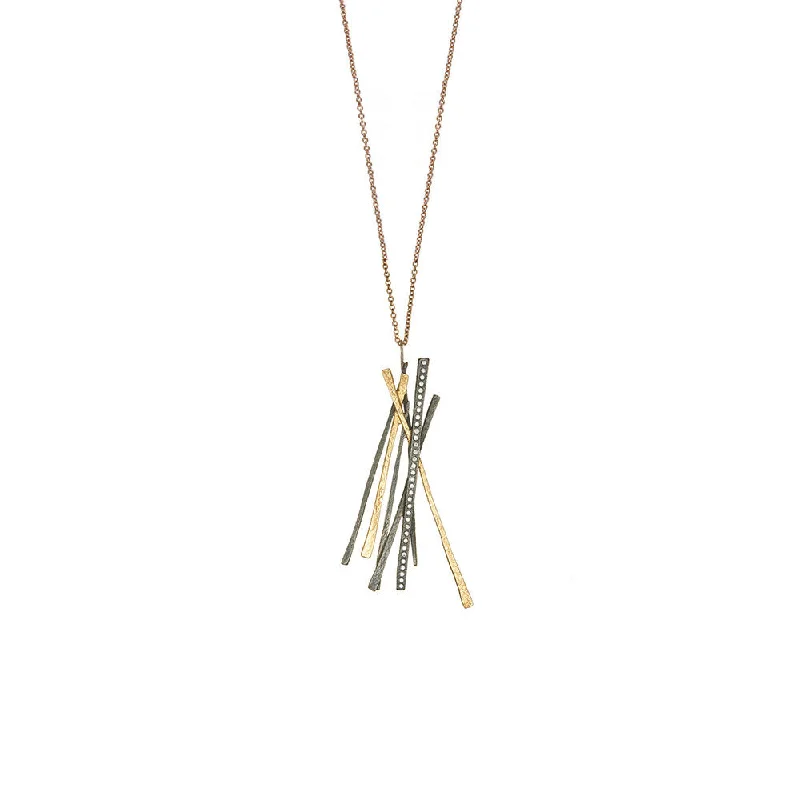 women’s delicate chain necklaces-18 Karat Yellow Gold and Sterling Silver Diamond Necklace