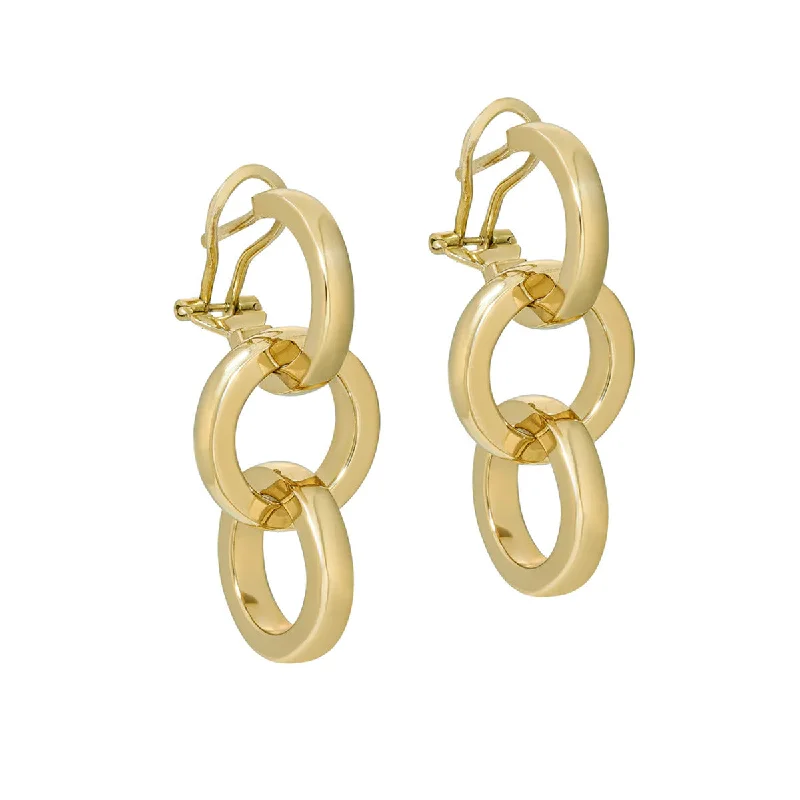 women’s oval earrings-Duetto Triple Earrings in 18K Yellow Gold