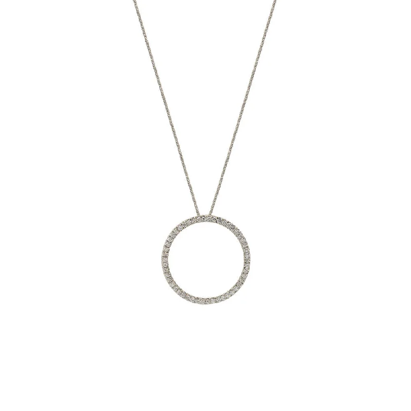 women’s birthstone necklaces-18 Karat White Gold Open Circle Diamond Necklace