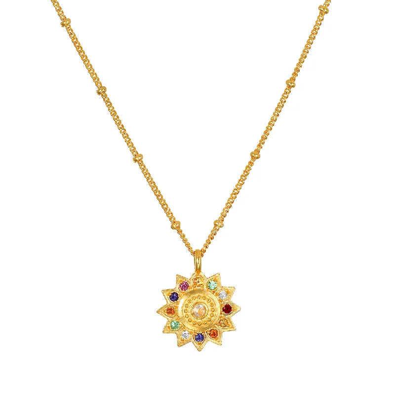 women’s anniversary necklaces-Vibrant Self Multi Stone Lotus Necklace