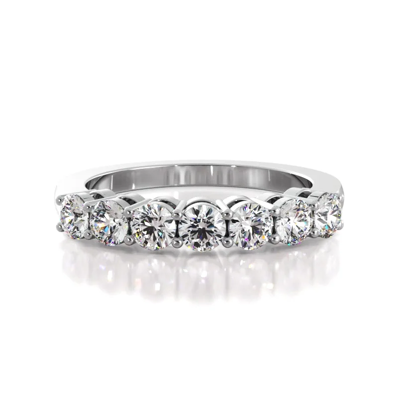 women’s halo engagement rings-0.74 ct Round Diamond Wedding Band Seven Stone Ring