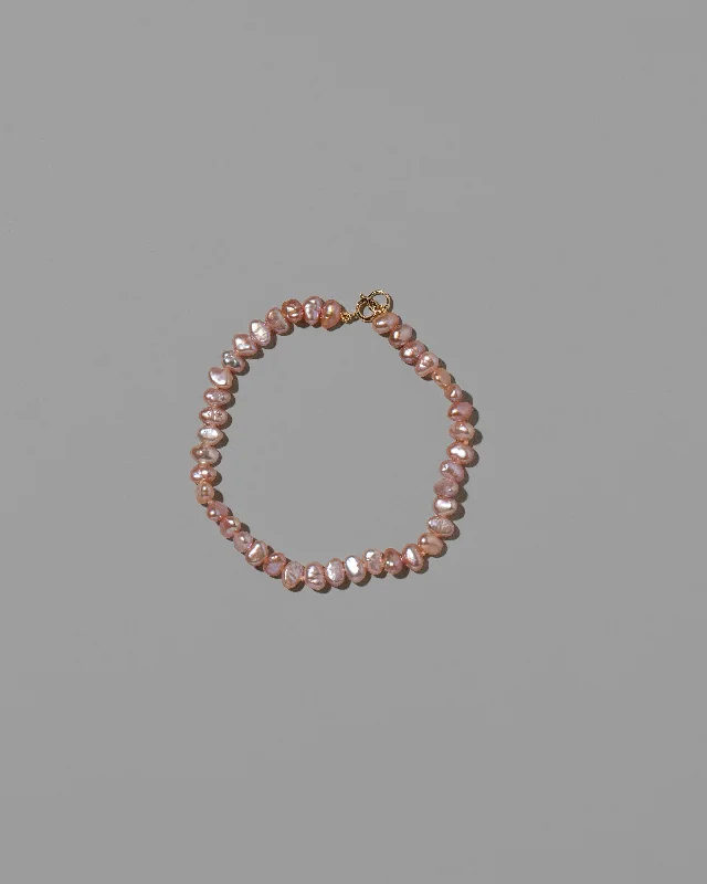 women’s gold statement bracelets-Baroque Pearl Bracelet - Pink Peony