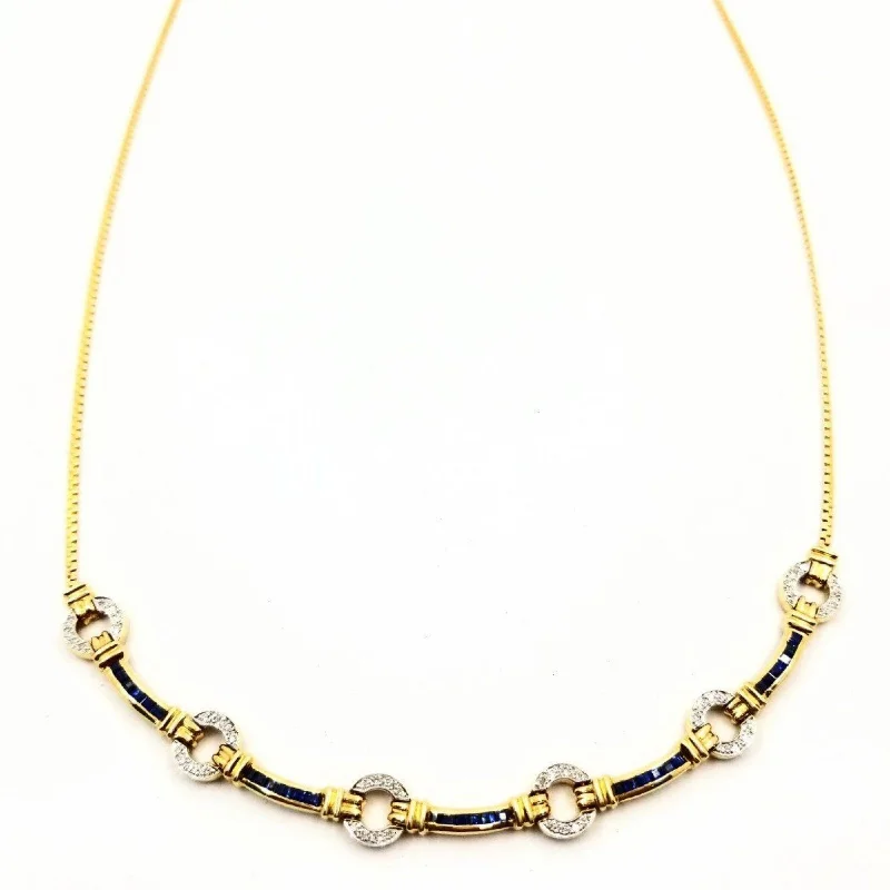 women’s fashionable necklaces-Diamonds and Sapphires Necklace