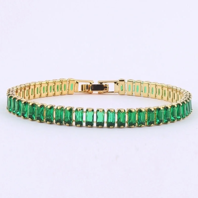 Square Buckle Bracelet Green|18K