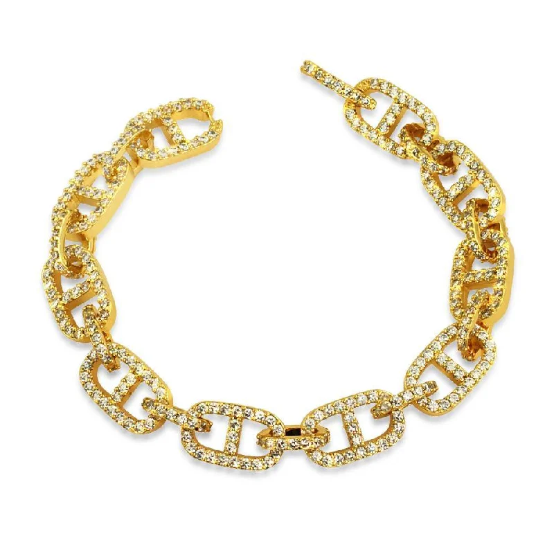 women’s bridal bracelets-Tennis Mariner Link CZ Iced Out Hip Hop Bracelet