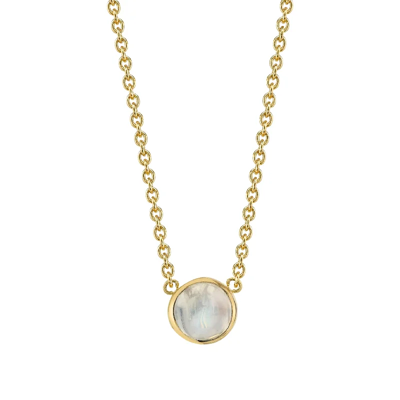 women’s pearl necklaces-Baby Cab Necklace - Moonstone