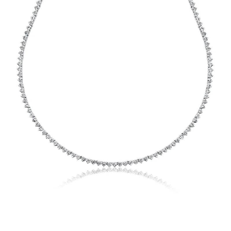 women’s butterfly pendant necklaces-5.50 Cttw Round Diamond Tennis Necklace set in 14K White Gold