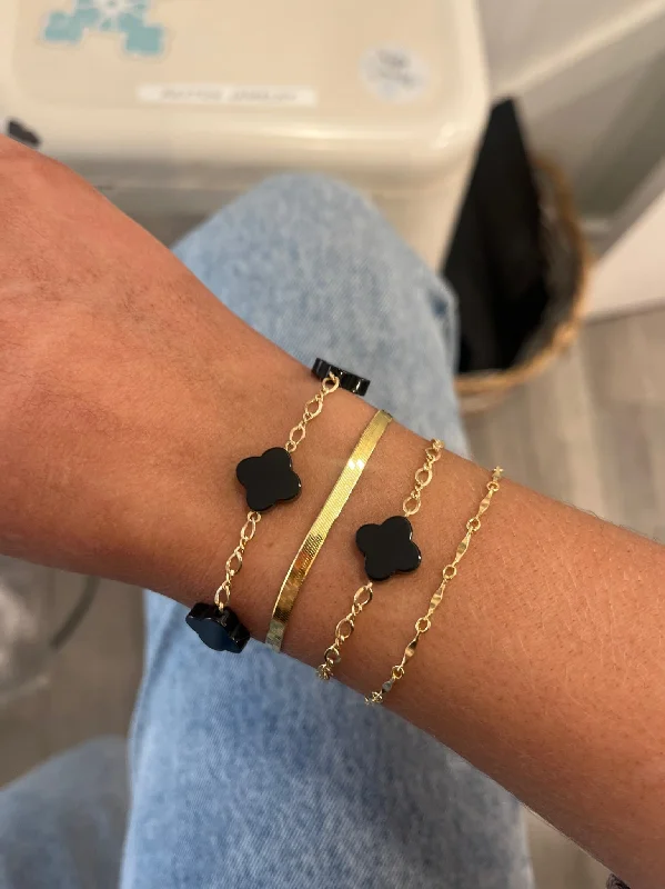 women’s modern bracelets-Payton Triple Clover Bracelet - Onyx