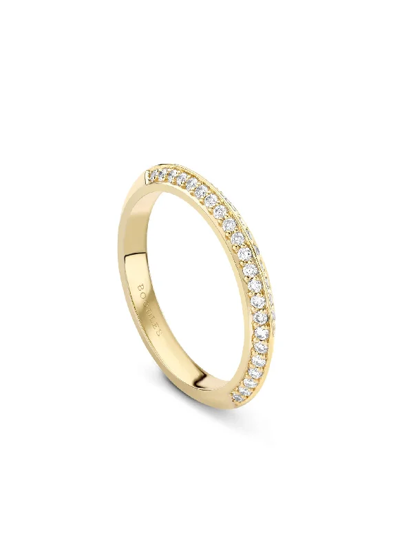 women’s adjustable engagement rings-Petal Diamond Yellow Gold Wedding Band