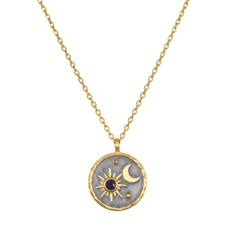 women’s silver pendant necklaces-Celestial Birthstone Necklace - September