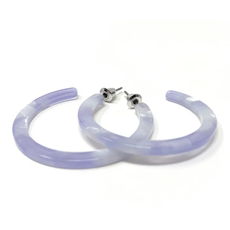 women’s matching jewelry earrings-Light Purple Marbled Resin Hoop Earrings