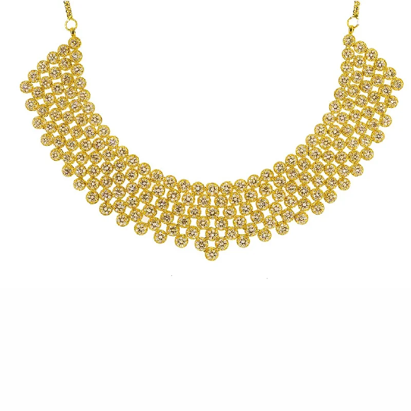 women’s silver chain necklaces-22K Yellow Gold Uncut Diamond Necklace W/ 28.41ct Uncut Diamonds & Cluster Flower Bib