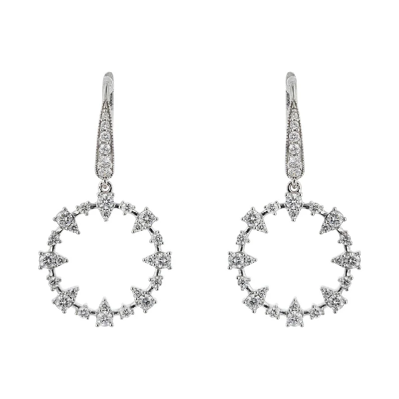 women’s vintage-inspired earrings-Diamond Open Circle Drop Earrings