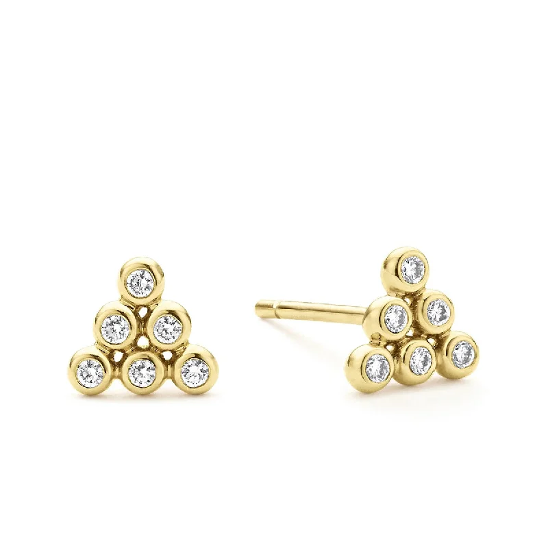 women’s crystal earrings-Diamond Triangle Stud Earrings