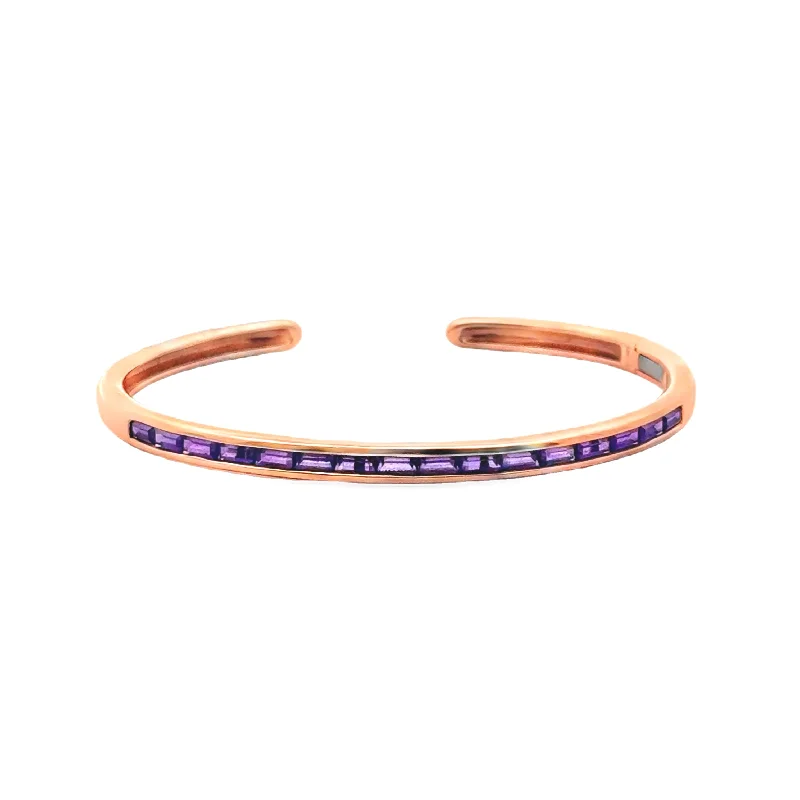 women’s beaded bracelets-Jane Taylor Baguette Amethyst Cuff Bracelet