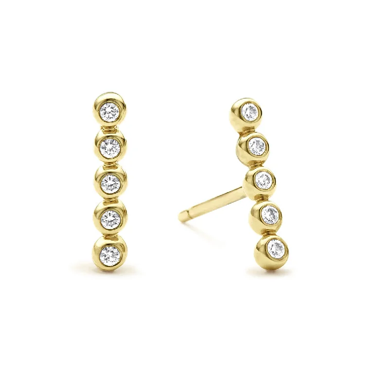 women’s dangling hoop earrings-Diamond Bar Stud Earrings