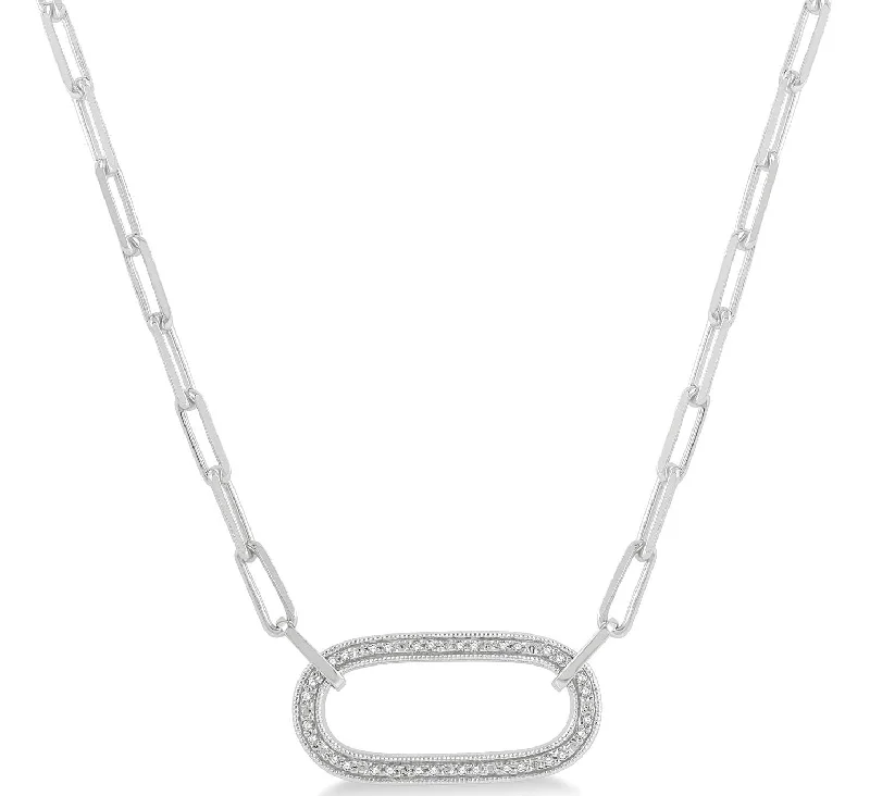 women’s personalized pendant necklaces-Paper Clip Diamond Necklace - 1/10 Carat