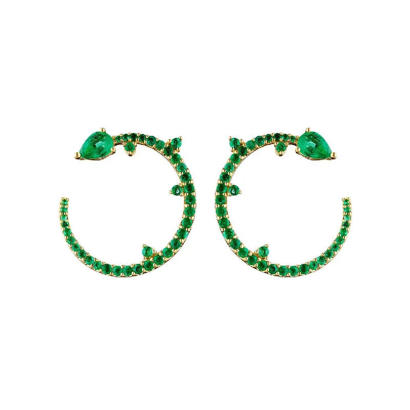 women’s bold earrings-Forward Facing Emerald Constellation Hoop Earrings