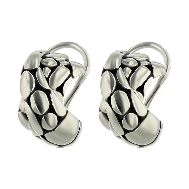 women’s unique earrings-John Hardy Sterling Silver Twist Earrings