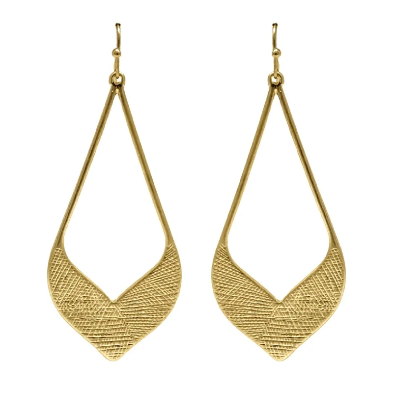 silver earrings for women-Gold Textured Teardrop Statement Earrings