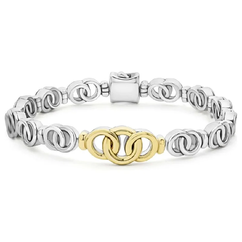 women’s romantic bracelets-Lagos 18k Gold & Sterling Silver Interlocking Tennis Bracelet