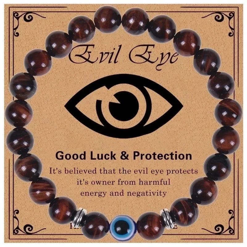 Red Tiger Eye-Evil Eye Bracelet