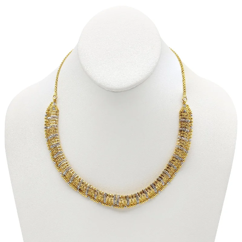 women’s gold choker necklaces-22K Multi Tone Gold Necklace and Earrings Set