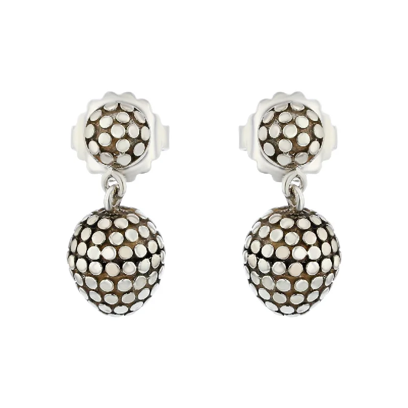 women’s luxury earrings-John Hardy Sterling Silver Dot Drop Earrings