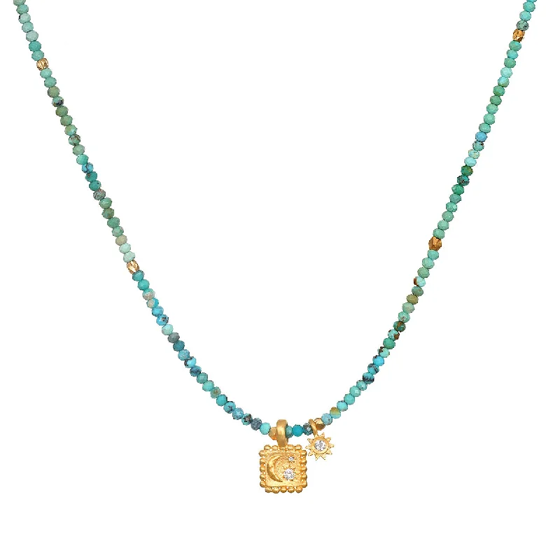 women’s bold necklaces-Astral Beauty Turquoise Celestial Necklace