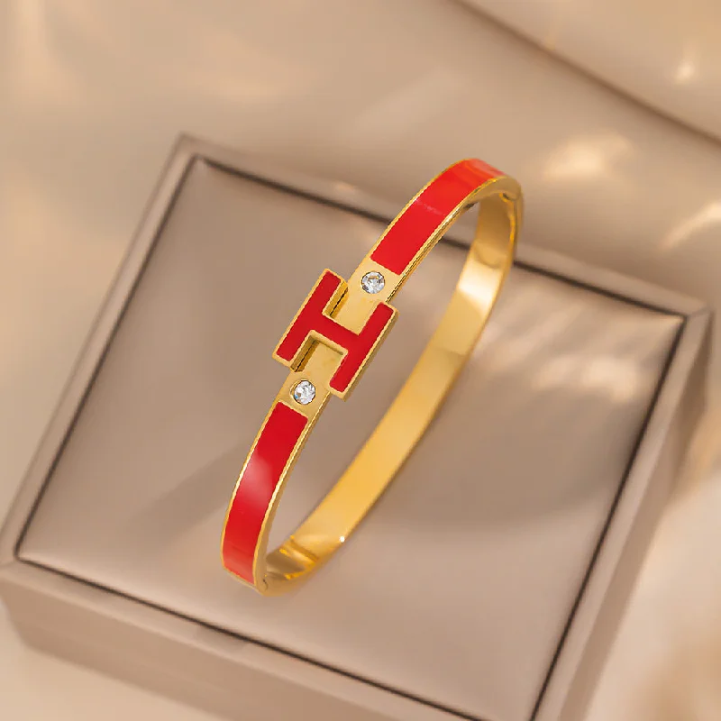 183 Gold Red H Bracelet