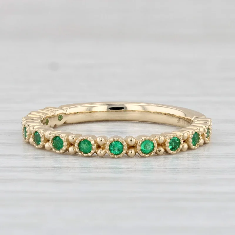 women’s adjustable engagement rings-New 0.17ctw Stackable Emerald Ring 14k Yellow Gold Wedding Band Size 6.5