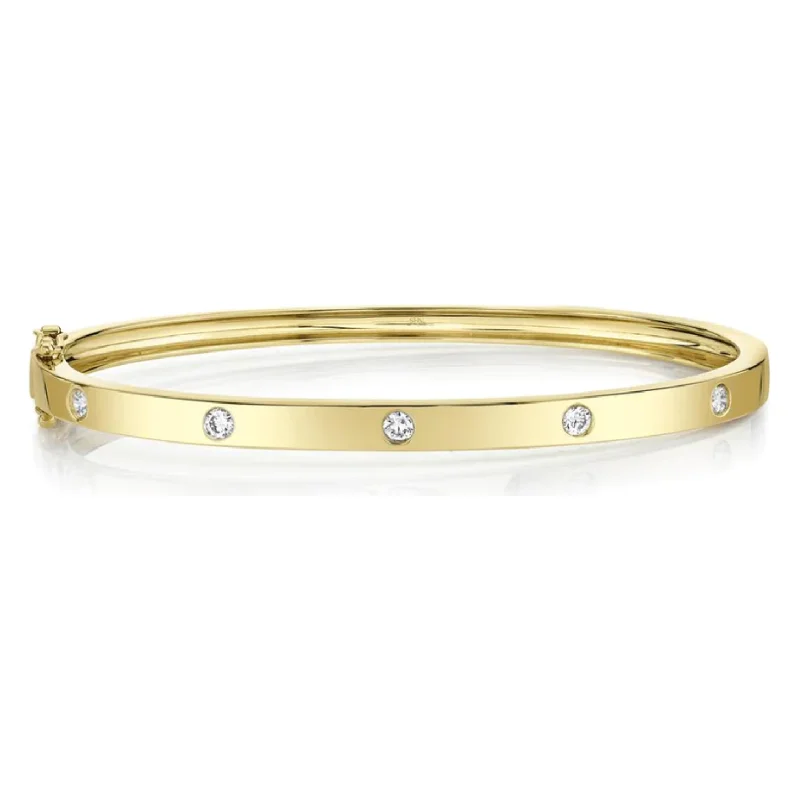 women’s braided bracelets-14K Yellow Gold Diamond Flush Bangle