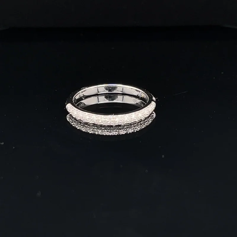 women’s engagement rings with baguette diamonds-Diamond Stackable Slender Wedding Band in 18k White Gold - (#99-RGDIA 657302)