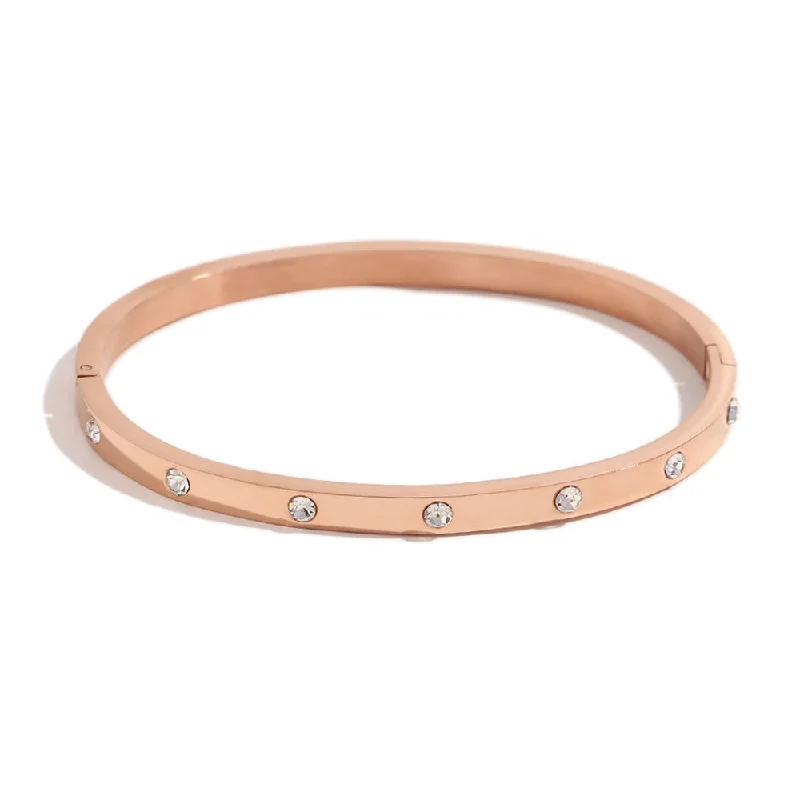 Dotted Zircon Buckle Bracelet - Rose Gold