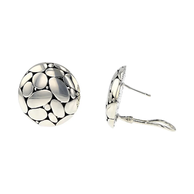 women’s geometric earrings-John Hardy Sterling Silver Kali Button Earrings