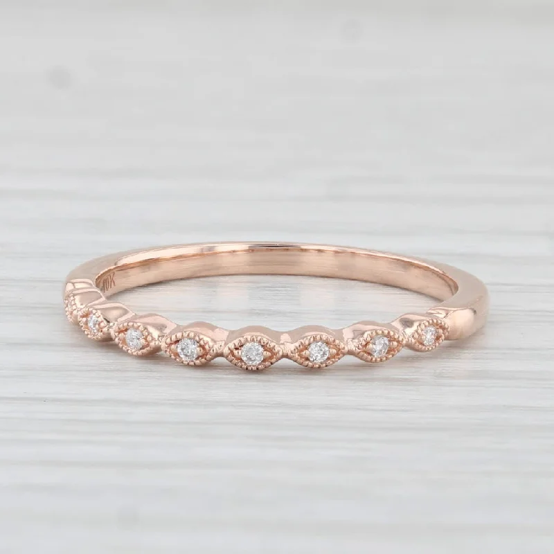 women’s luxury engagement rings-Diamond Stackable Ring 10k Rose Gold Wedding Band Size 7