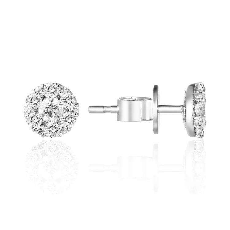 women’s handmade silver earrings-Luvente 14k Gold Diamond Cluster Pave Stud Earring E02828