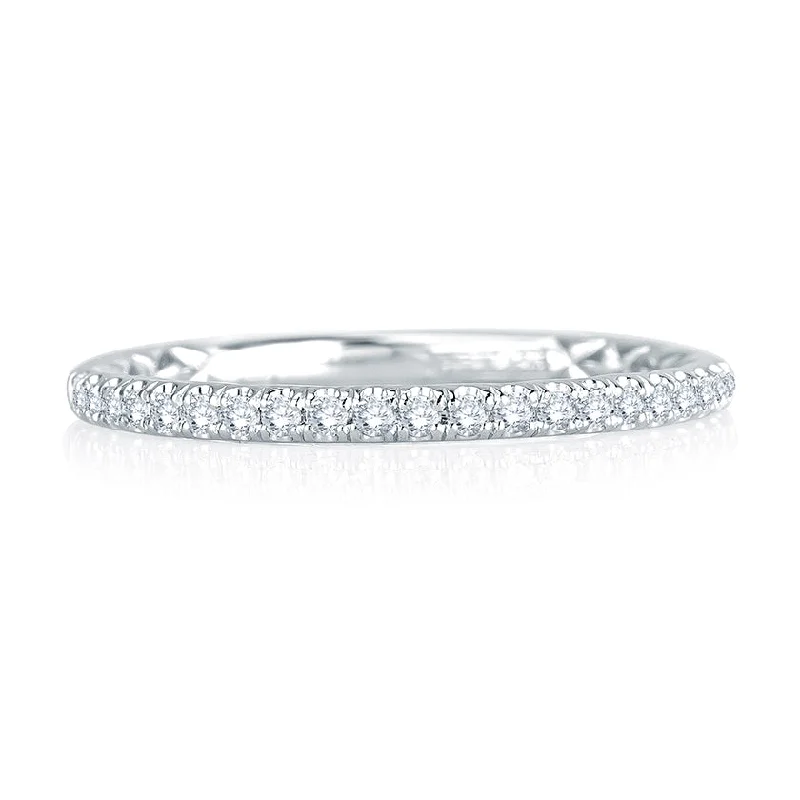 women’s classic diamond engagement rings-A.Jaffe Signature Unique Delicate Diamond Quilted Wedding Band MRS766Q/16