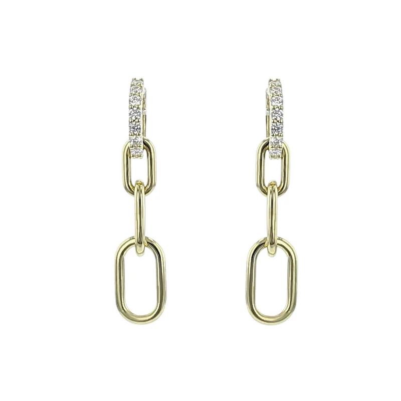 women’s large earrings-Diamond Link Drop Earrings