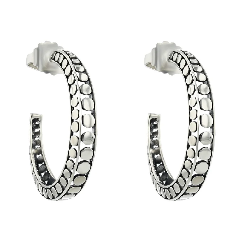 women’s silver dangling earrings-John Hardy Sterling Silver Dot Collection Hoop Earrings