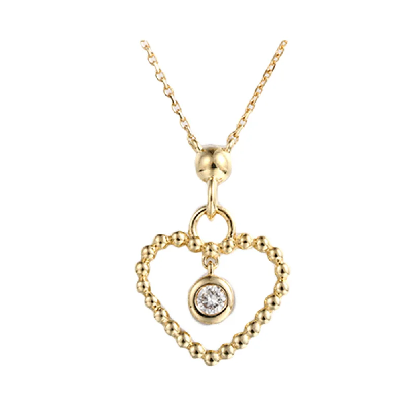 women’s elegant gold necklaces-14K Yellow Gold Diamond Heart Necklace