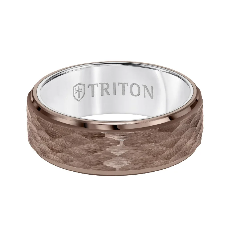 women’s engagement rings with diamond accents-Triton 8MM Espresso Tungsten Wedding Band. Size 10