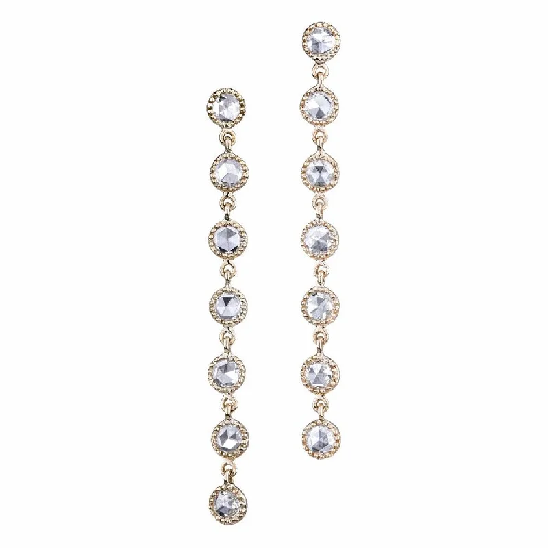 women’s large earrings-Grace Linear Rose Cut Diamond Earrings