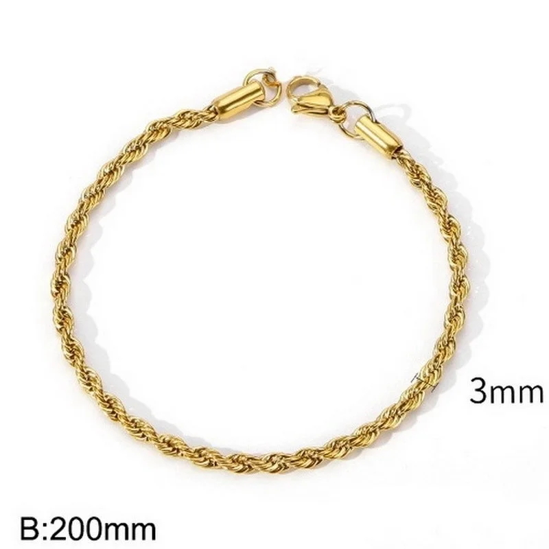 Gold (Width 3mm)|Bracelet 8 Inches (Length 20cm)