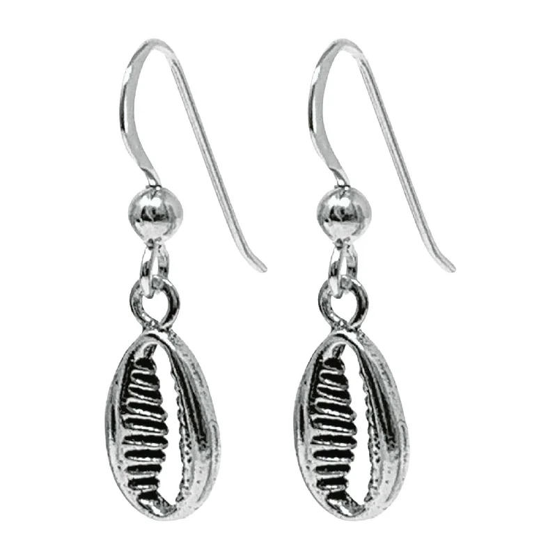 women’s luxury pearl earrings-Sterling Silver Cowrie Shell Earrings