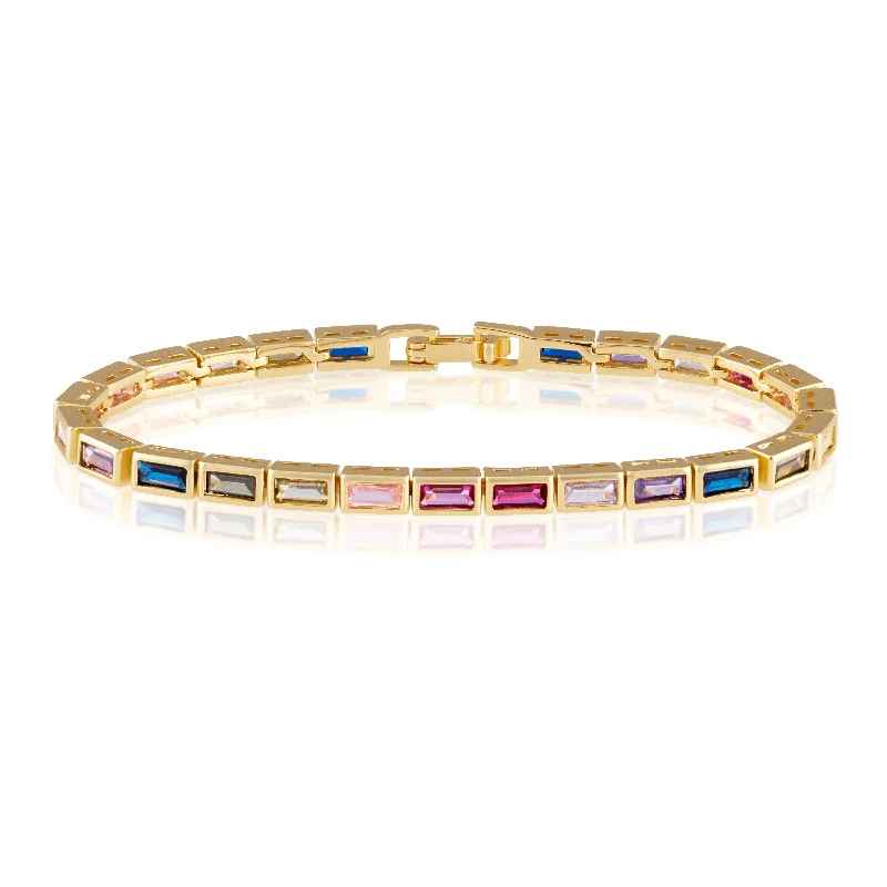 women’s gemstone bangle bracelets-Lainey Rainbow Tennis Bracelet