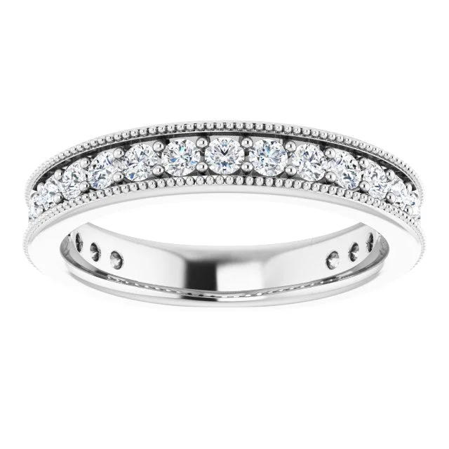 women’s engagement rings with colored diamonds-0.75 ct. Round Cut Diamond Milgrain Accent Wedding Band